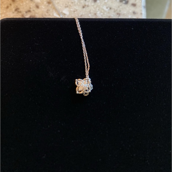 Vintage 950 Platinum natural Diamond Alhambra clover quatrefoil pendant & chain - Picture 5 of 11